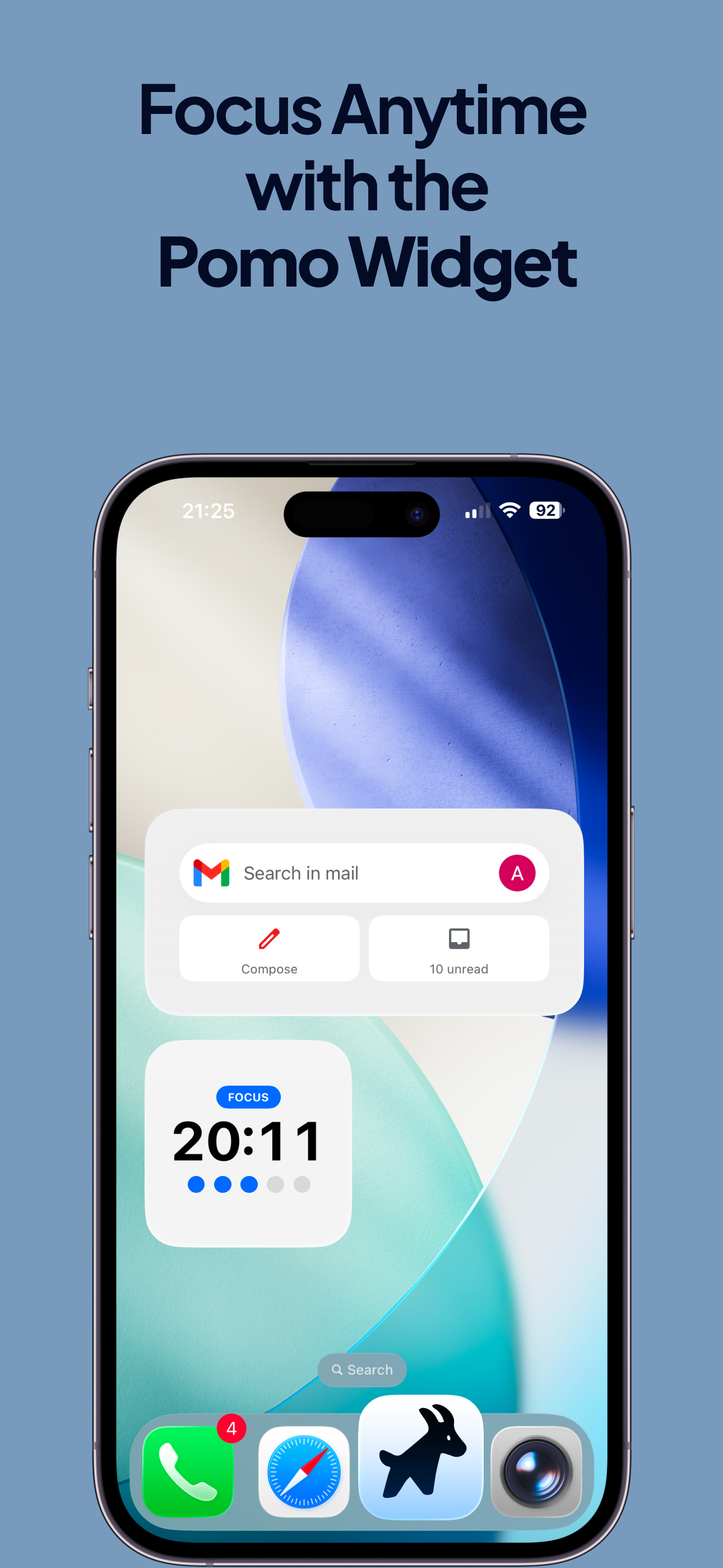Pomo iOS widget — focus anytime from your home screen